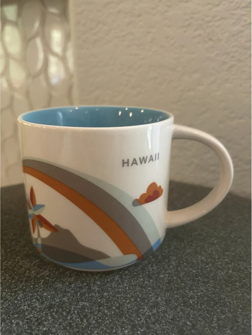 Starbucks Hawaii You Are Here Collection Coffee Mug Blue Interior 2017